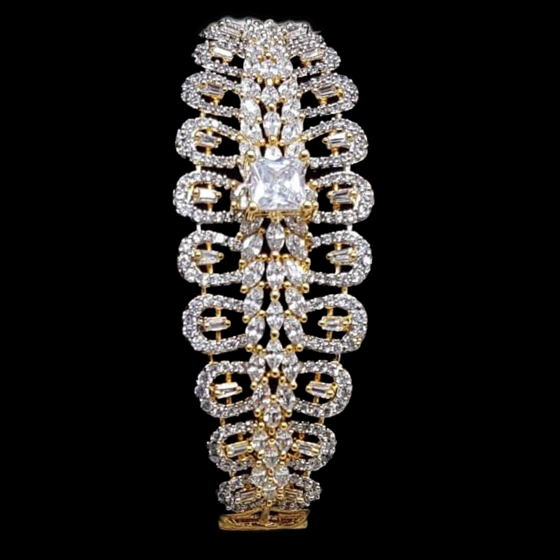 CFC 2418 Gold Plated Clear CZ Cubic Zirconia Bangle Size in Evenin