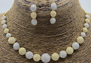 Gold Plated White Clear Designer CZ Cubic Zirconia American Diamond Indian Wedding Bridal Necklace Earrings Handmade Bijoux