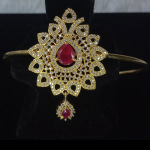  Red Ruby American Diamond Bracelet Evening Cocktail Indian Wedding Fits All Imitation Jewelry Bridal Cubic Zirconia CZ Necklace Set Wedding Bridal