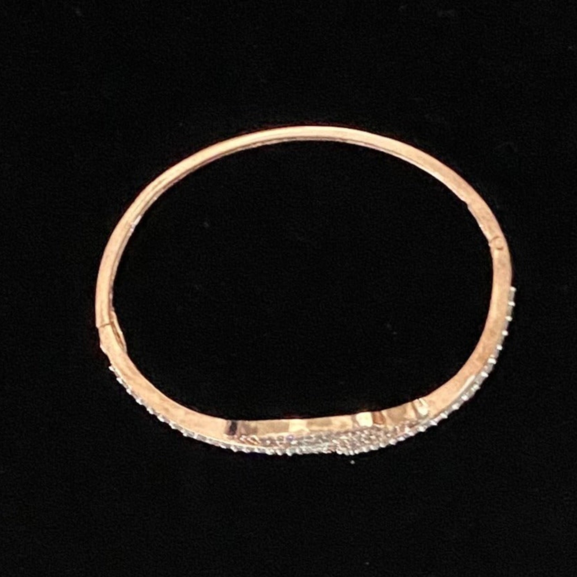 Rose Gold Plated Clear CZ Cubic Zirconia Bangle Size 2.4 Evening Cocktail Imitation Jewelry Indian Wedding Bridal Necklace Set