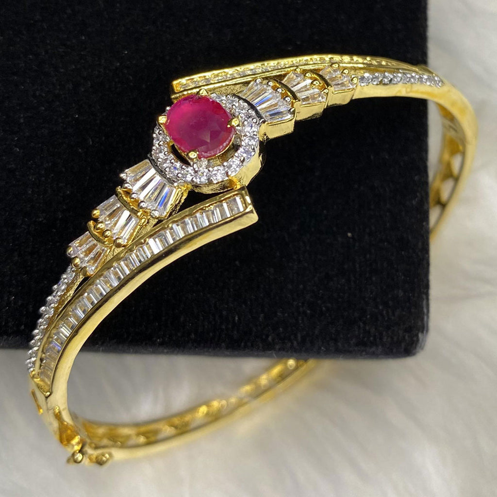 Gold Plated Red Ruby Stone Bangle Size 2.4 Openable Evening Cocktail Imitation Jewelry Indian Wedding Bridal Necklace Set Bijoux