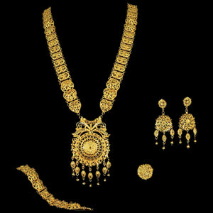 Gold Plated Indian Wedding Bridal Necklace Earrings Bracelet Ring set Handmade Bijoux