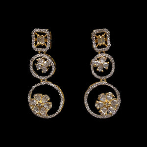 Stylish Gold Plated Designer Clear American Diamond Cubic Zirconia CZ Indian Wedding Bridal Earrings Evening Cocktail