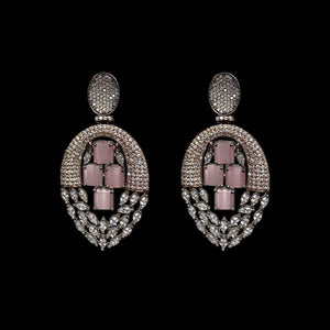 Stylish Gold Plated Designer Pink Jhumka American Diamond Cubic Zirconia CZ Indian Wedding Bridal Earrings Evening Cocktail