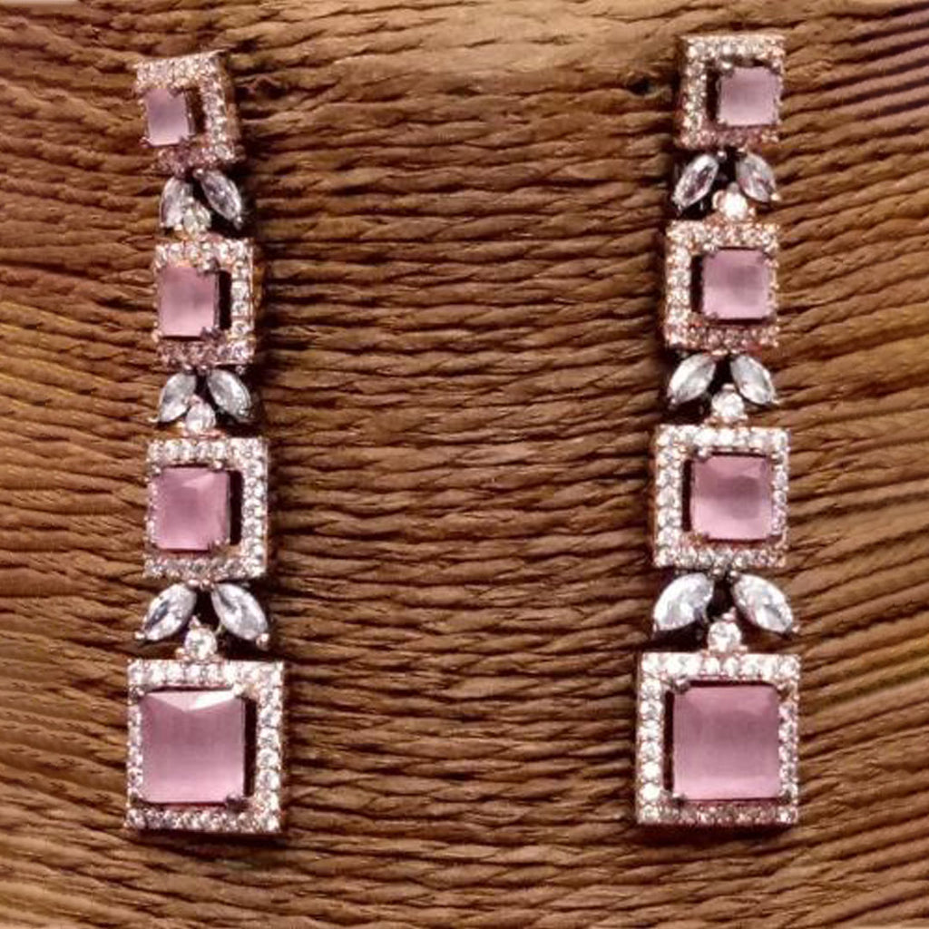 Stylish Antique Silver Plated Designer Pink Jhumka American Diamond Cubic Zirconia CZ Indian Wedding Bridal Earrings Evening Cocktail