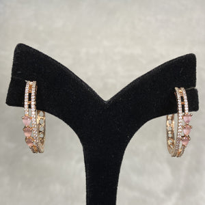 Stylish Rose Gold Plated Pink American Diamond Cubic Zirconia CZ Indian Wedding Bridal Earrings Evening Cocktail