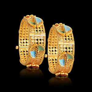 2g Gold Plated Multicolor Stone Bangle Size 2.6 Openable Evening Cocktail Imitation Jewelry Indian Wedding Bridal Necklace Set Bridal