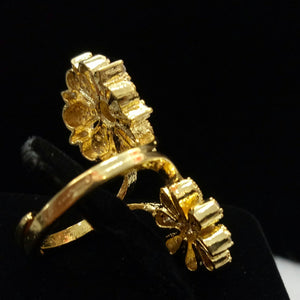 Gold Plated Clear Adjustable CZ Cubic Zirconia Unique Design Shape Imitation Ring Indian Bridal Wedding Bijoux
