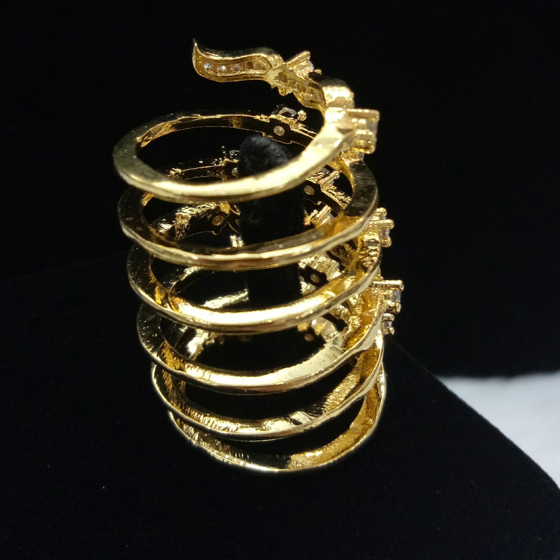  Gold Plated Clear Adjustable CZ Cubic Zirconia Unique Design Shape Imitation Ring Indian Bridal Wedding Bijoux