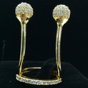  Gold Plated Clear Adjustable CZ Cubic Zirconia Unique Design Shape Imitation Ring Indian Bridal Wedding Bijoux