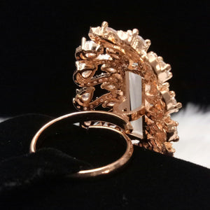  Rose Gold Plated Gray Clear Adjustable CZ Cubic Zirconia Unique Design Shape Imitation Ring Indian Bridal Wedding Bijoux