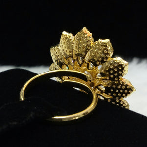  Gold Plated Clear Adjustable CZ Cubic Zirconia Unique Design Shape Imitation Ring Indian Bridal Wedding Bijoux