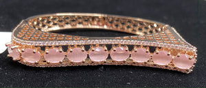  Rose Gold Plated Pink Stone Bangle Size 2.4 Openable Evening Cocktail Imitation Jewelry Indian Wedding Bridal Necklace Set Bijoux