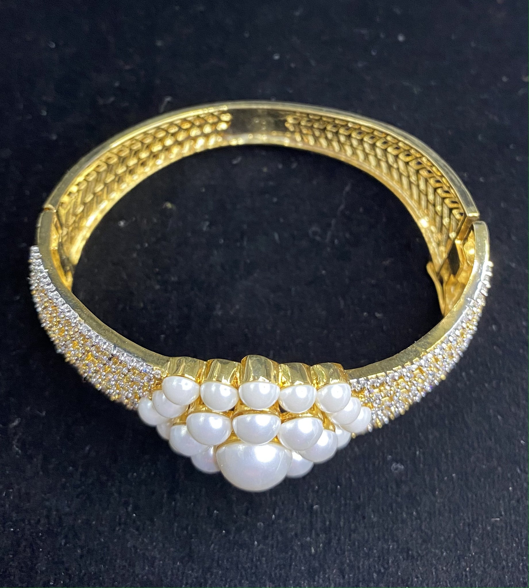 Gold Plated White Clear Stone Bangle Size 2.4 Openable Evening Cocktail Imitation Jewelry Indian Wedding Bridal Necklace Set Bijoux