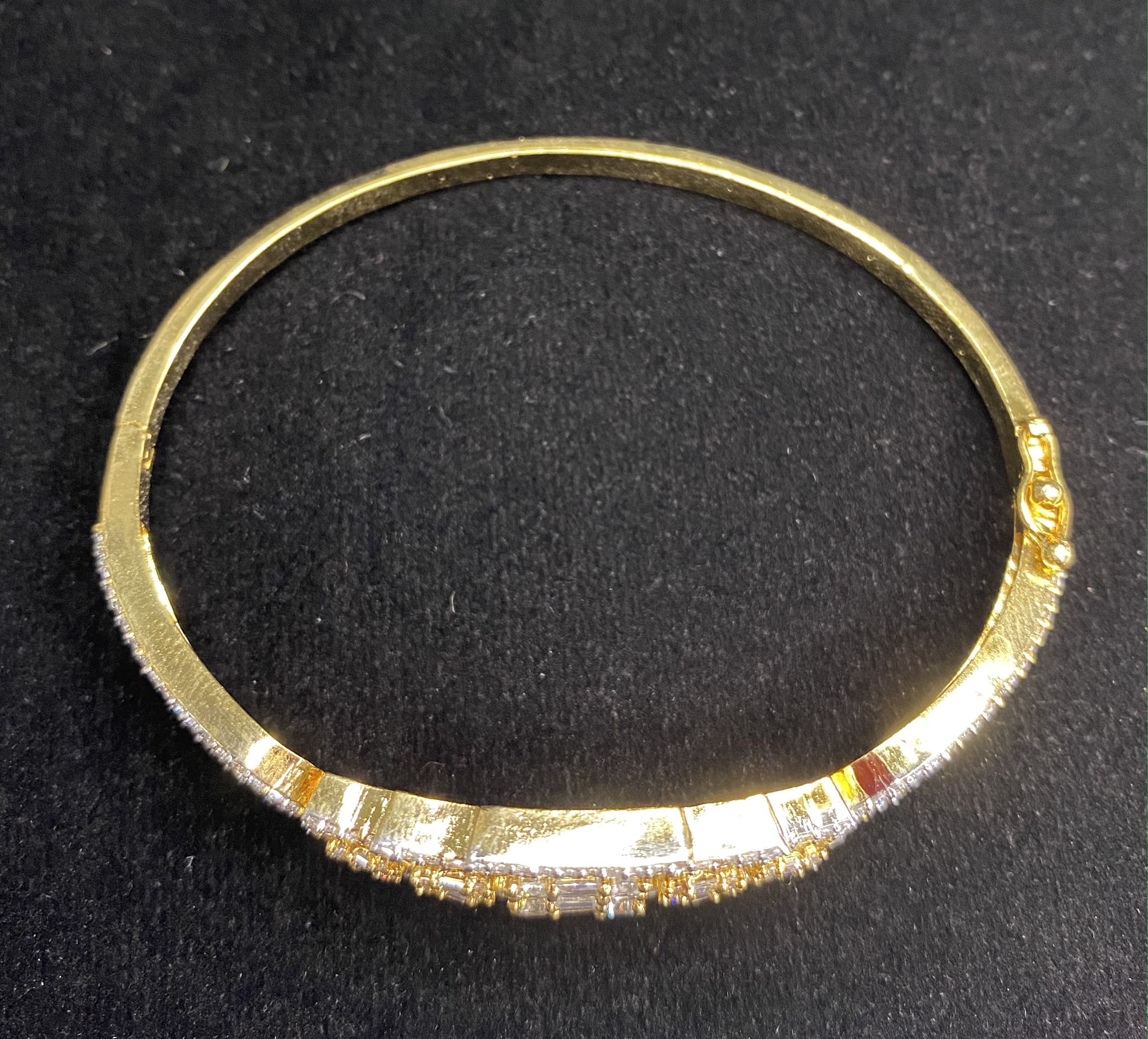  Gold Plated White Clear Stone Bangle Size 2.4 Openable Evening Cocktail Imitation Jewelry Indian Wedding Bridal Necklace Set Bijoux