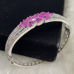 Silver Plated Red Ruby Stone Bangle Size 2.4 Openable Evening Cocktail Imitation Jewelry Indian Wedding Bridal Necklace Set Bijoux