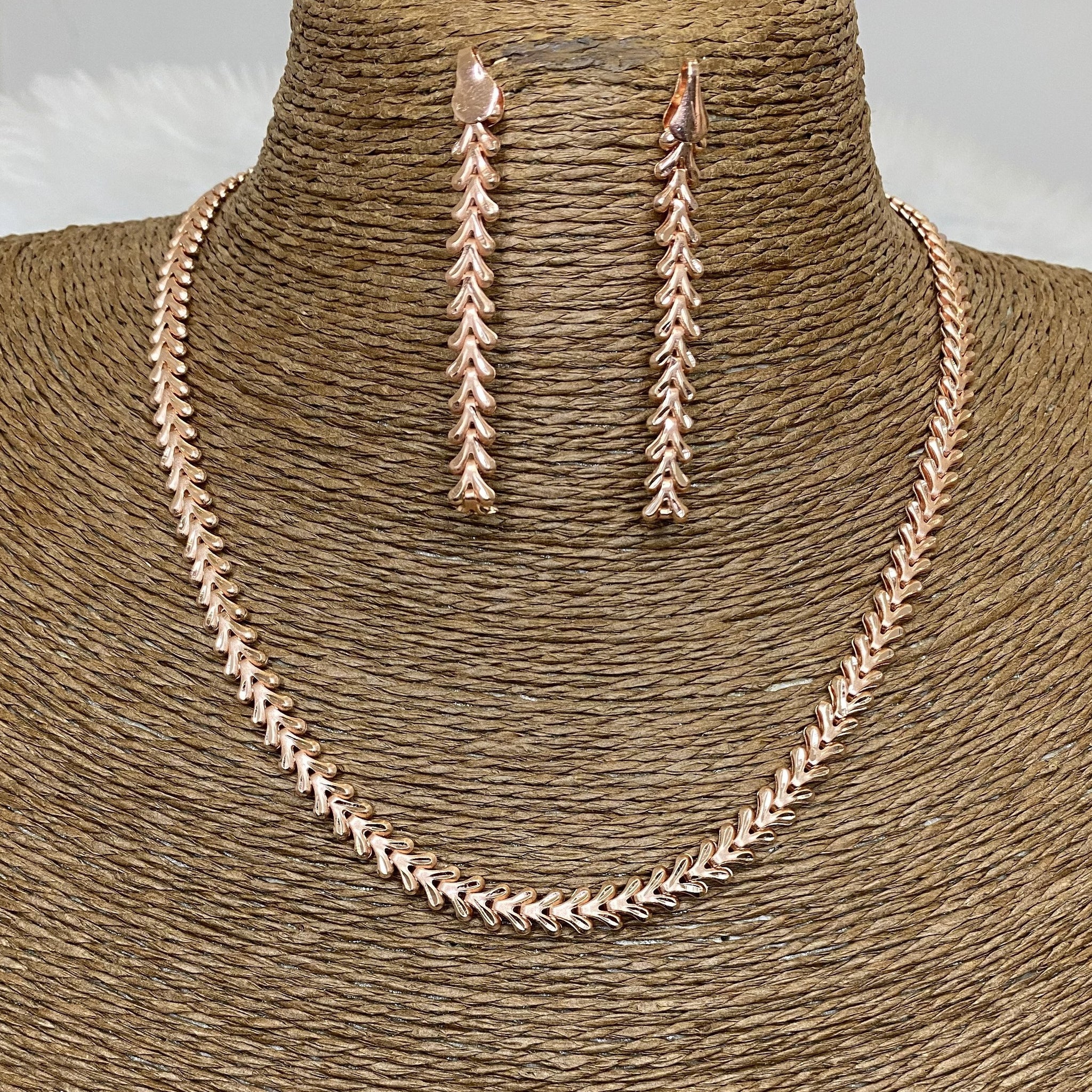 Rose Gold Plated Chain Necklace Designer CZ Cubic Zirconia Artificial American Diamond Indian Wedding Bridal Necklace Earrings Handmade Bijoux