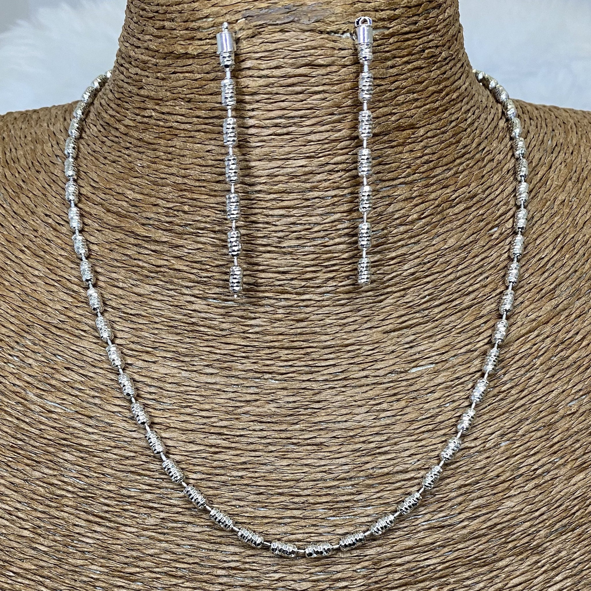 Silver Plated chain Necklace Designer CZ Cubic Zirconia Artificial American Diamond Indian Wedding Bridal Necklace Earrings Handmade Bijoux