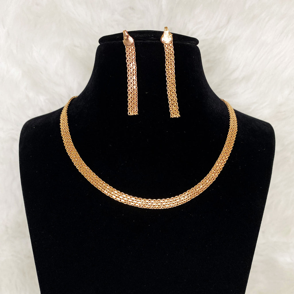 Rose Gold Plated Chain Necklace Designer CZ Cubic Zirconia Artificial American Diamond Indian Wedding Bridal Necklace Earrings Handmade Bijoux