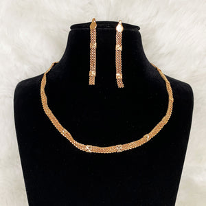 Rose Gold Plated Chain Necklace Designer CZ Cubic Zirconia Artificial American Diamond Indian Wedding Bridal Necklace Earrings Handmade Bijoux