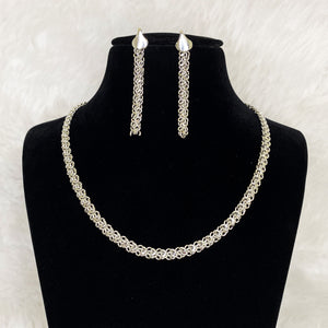 Silver Plated Chain Necklace Designer CZ Cubic Zirconia Artificial American Diamond Indian Wedding Bridal Necklace Earrings Handmade Bijoux