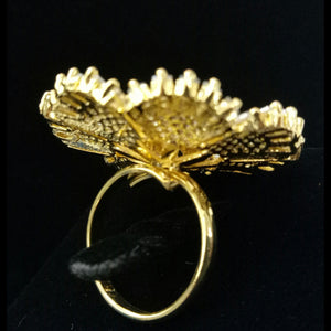 Gold Plated Citrine Champagne Adjustable CZ Cubic Zirconia Unique Design Shape Imitation Ring Indian Bridal Wedding Bijoux