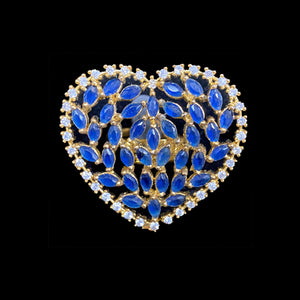 Gold Plated Blue Sapphire Adjustable CZ Cubic Zirconia Unique Heart Shape Finger Imitation Rings Indian Bridal Wedding Bijoux