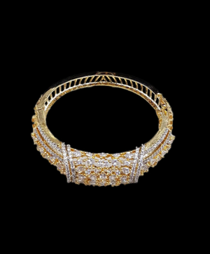  Gold Plated Clear CZ Cubic Zirconia Bangle Size 2.8 in Evening Cocktail Imitation Jewelry Indian Wedding Bridal Necklace Set Bijoux
